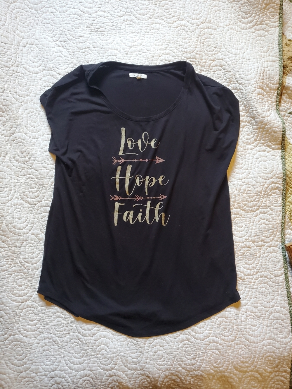 Love Hope Faith Stretchy Athletic Tee Maurices Medium Black